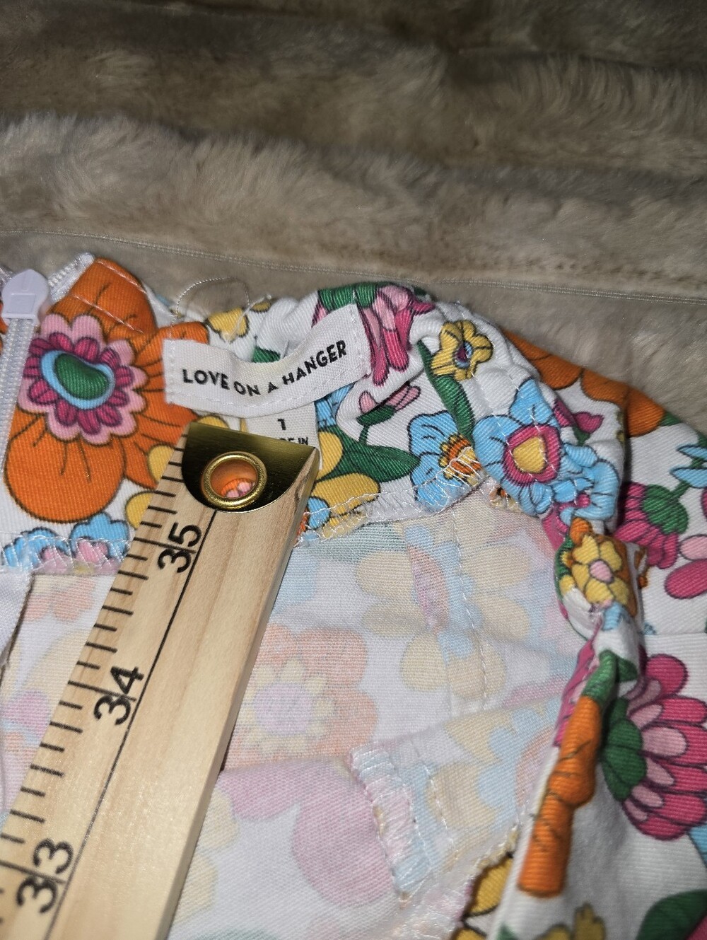 love on a hanger White Floral Mini Skirt with Pink Orange Yellow Blue Accents - Picture 3 of 7